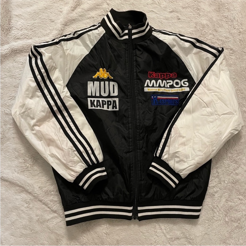 Vintage Kappa Black and White Varsity Racing Jacket